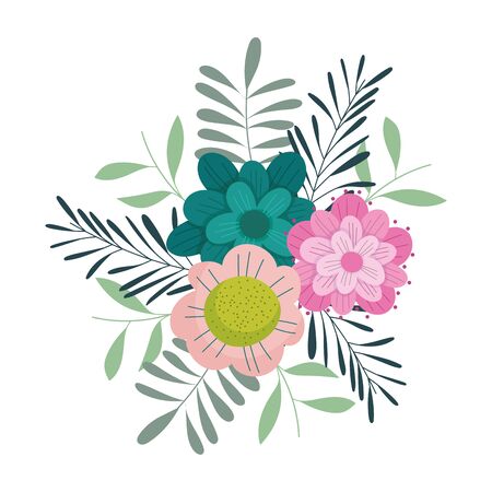 flowers leaves foliage nature decoration isolated icon vector illustrationのイラスト素材