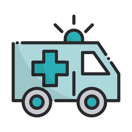 ambulance transport emergency health care equipment medical vector illustration line and fill iconの写真素材