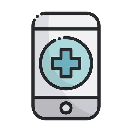 smartphone assistance app health care equipment medical vector illustration line and fill iconの写真素材