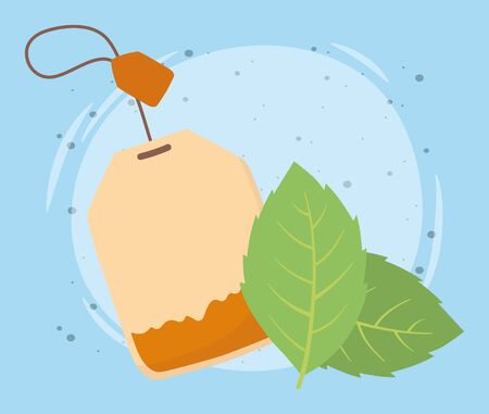 tea time, teabag leaves herbs beverage design vector illustrationの写真素材