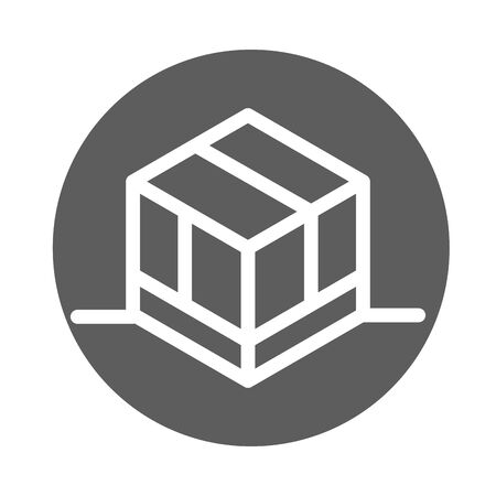 delivery cargo service logistic cardboard box vector illustration block style iconの写真素材