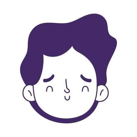 young boy face cartoon isolated icon on white background vector illustrationの写真素材