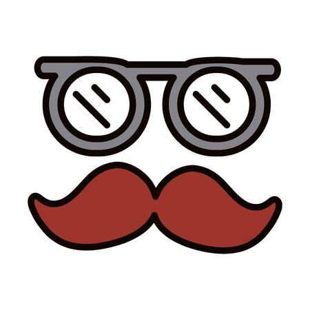 glasses and moustache retro celebration vector illustration line and fill iconの写真素材