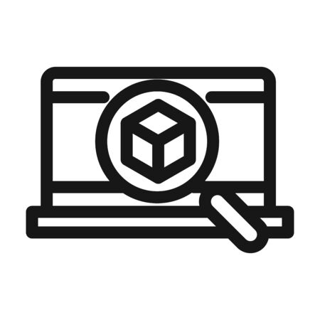 delivery cargo service logistic laptop magnifier analysis vector illustration line style iconの写真素材
