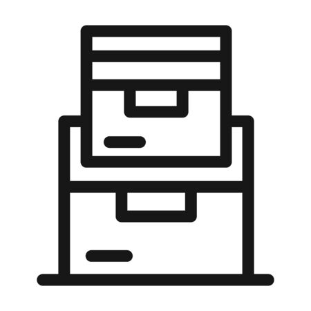 delivery cargo service logistic cardboard boxes stacked vector illustration line style iconの写真素材