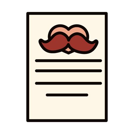 happy fathers day, letter moustache love decoration celebration vector illustration line and fill iconの写真素材