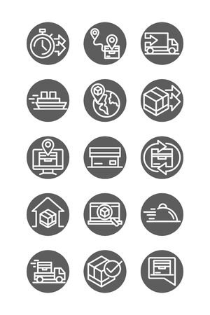 delivery cargo service logistic shipping commerce icons set block styleの写真素材