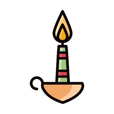 burning candle religious eid mubarak islamic religious celebration vector illustration line and fill iconの写真素材