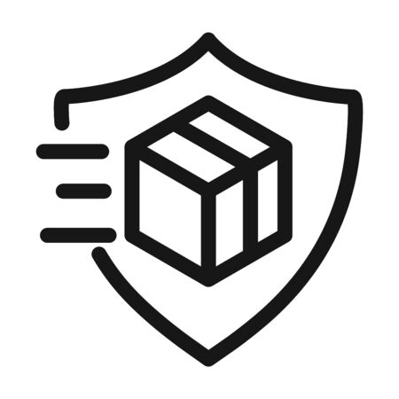 delivery cargo service logistic cardboard box fast and protection vector illustration line style iconの写真素材