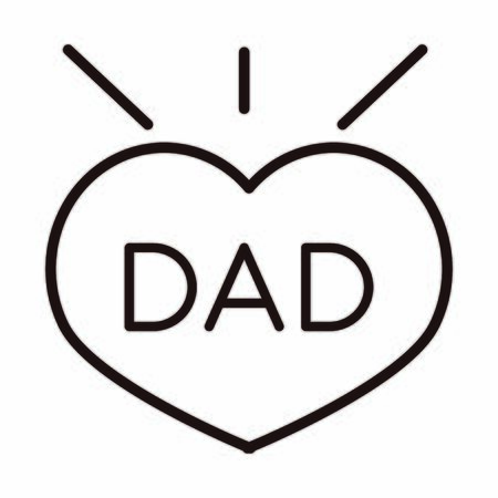 happy fathers day, dad inscription heart love celebration vector illustration line style iconのイラスト素材