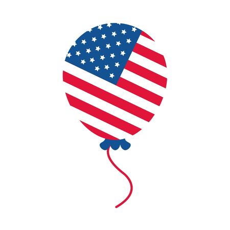 4th of july independence day, american flag in balloon celebration vector illustration flat style iconのイラスト素材