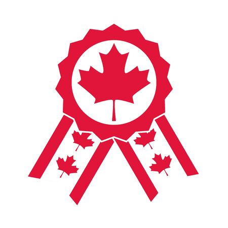 canada day, medal maple leaf decoration ornament vector illustration flat style iconのイラスト素材