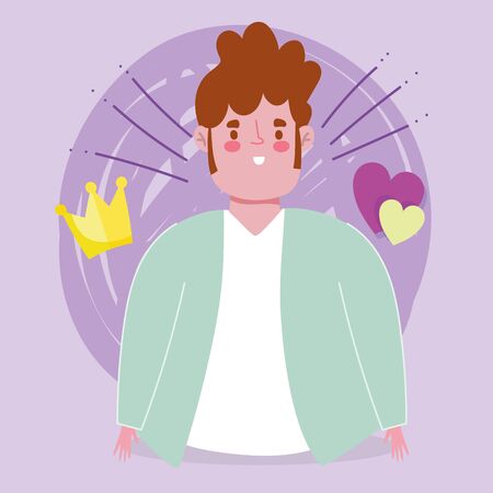 Avatar man cartoon with crown design, Boy male person people human social media and portrait theme Vector illustrationのイラスト素材