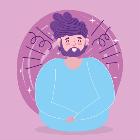 Avatar man cartoon with beard design, Boy male person people human social media and portrait theme Vector illustrationのイラスト素材