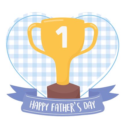 Trophy cup with ribbon design, Fathers day celebration and love theme Vector illustrationのイラスト素材
