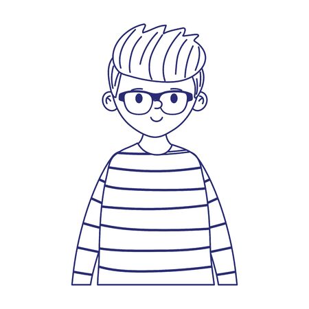 Avatar man cartoon with glasses design, Boy male person people human social media and portrait theme Vector illustrationのイラスト素材