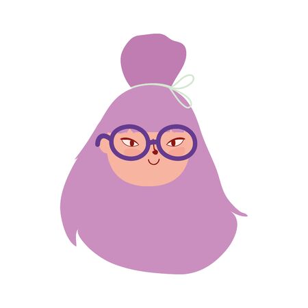 young woman face cartoon character female icon isolated design vector illustrationのイラスト素材