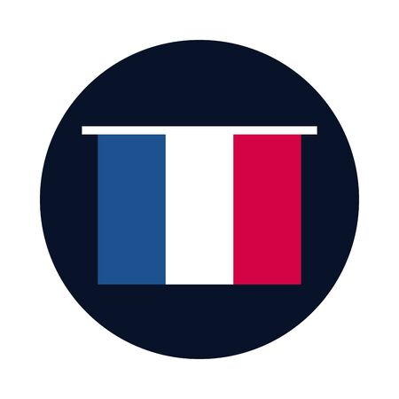 france flag block and flat style icon design, Bastille day and french theme Vector illustrationのイラスト素材