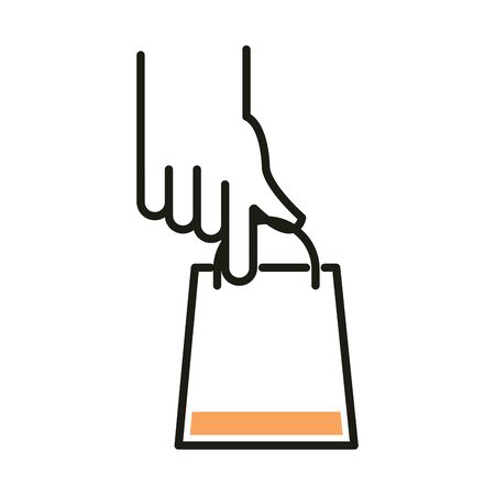 bag line style icon design of Shopping commerce and market theme Vector illustrationのイラスト素材