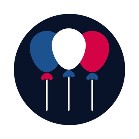 france balloons block and flat style icon design, Bastille day and french theme Vector illustrationのイラスト素材