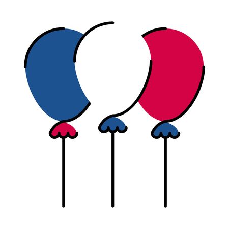 france balloons line and fill style icon design, Bastille day and french theme Vector illustrationのイラスト素材
