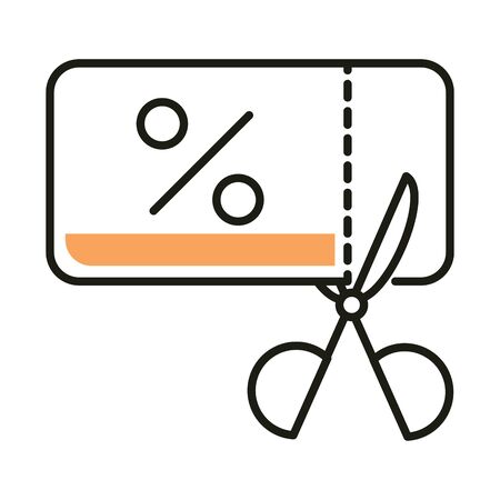 scissor with sale label line style icon design of Shopping commerce and market theme Vector illustrationのイラスト素材