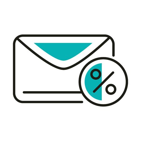 envelope with sale percentage label line style icon design of Shopping commerce and market theme Vector illustrationのイラスト素材
