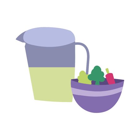 juice jar bowl with vegetables and lettuce cookingのイラスト素材
