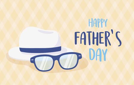 happy fathers day, glasses and white hat invitation cardのイラスト素材