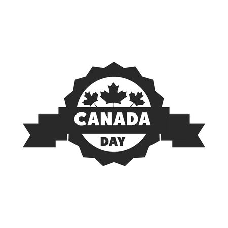 canada day, maple leaves celebration label decoration silhouette style iconのイラスト素材