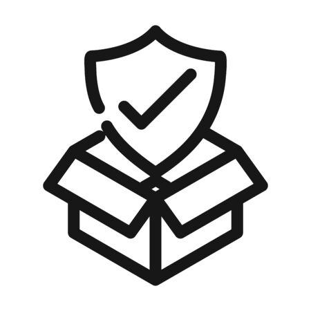 delivery cargo service logistic cardboard box protection check mark line style iconのイラスト素材