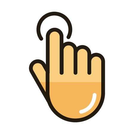 hand touching button internet web technology interface vector illustration line and fill style iconのイラスト素材