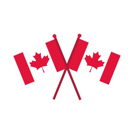 canada day, crossed canadian flags independence national vector illustration flat style iconのイラスト素材