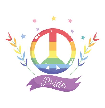 happy pride day, rainbow gender leaves ribbon LGBT community vector illustrationのイラスト素材