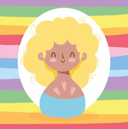 Girl cartoon in front of lgtbi background design, Happy pride day sexual orientation and identity theme Vector illustrationのイラスト素材