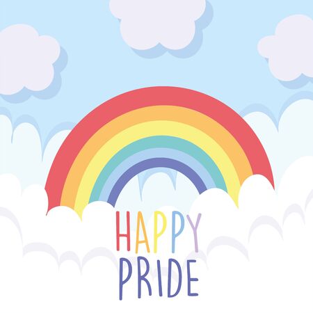 lgtbi rainbow with clouds design, Happy pride day sexual orientation and identity theme Vector illustrationのイラスト素材