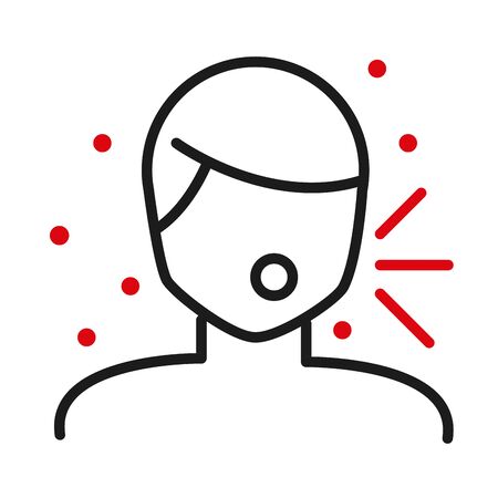 Man avatar with dry cough line bicolor style icon design of Medical care and covid 19 virus theme Vector illustrationのイラスト素材