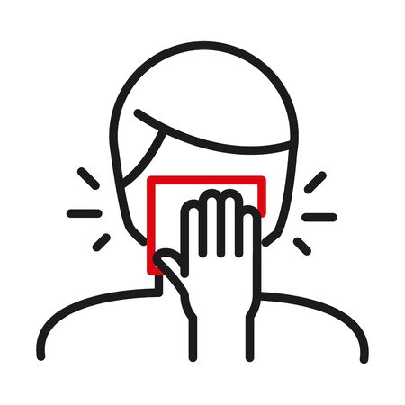 Man avatar with tissue on mouth line bicolor style icon design of Medical care and covid 19 virus theme Vector illustrationのイラスト素材