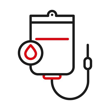 Blood bag and drop line bicolor style icon design of Medical care and covid 19 virus theme Vector illustrationのイラスト素材