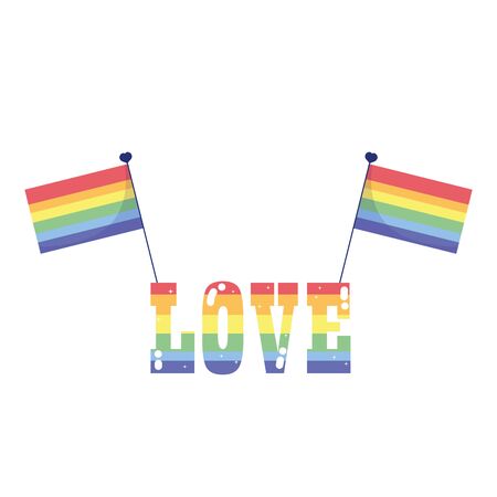 lgtbi love text with flags design, Pride day sexual orientation and identity theme Vector illustrationのイラスト素材