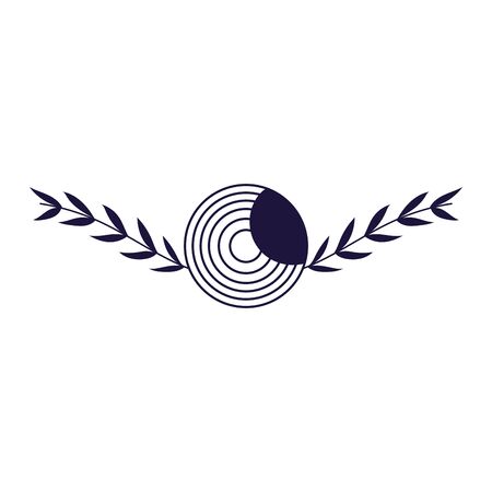 Striped seal stamp with leaves design, banner badge decorative product ornament emplem premium and quality theme Vector illustrationのイラスト素材