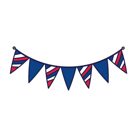 Blue white and red banner pennant design, Party celebration and decorative theme Vector illustrationのイラスト素材