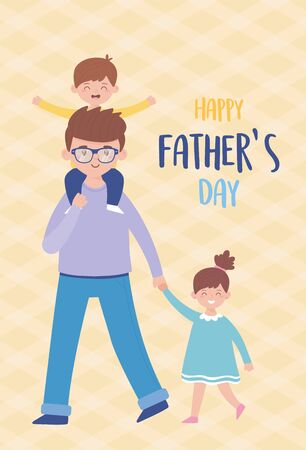 Father son and daughter design, Fathers day celebration and love theme Vector illustrationのイラスト素材