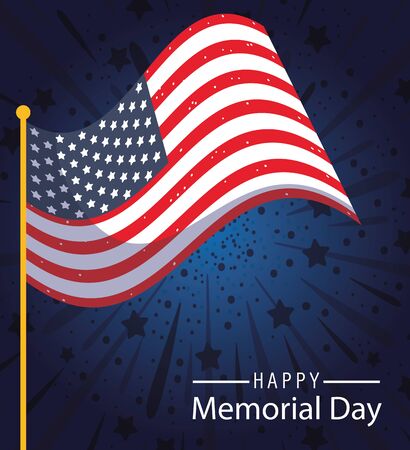 Flag design, Happy memorial day holiday and patriotic theme Vector illustrationのイラスト素材