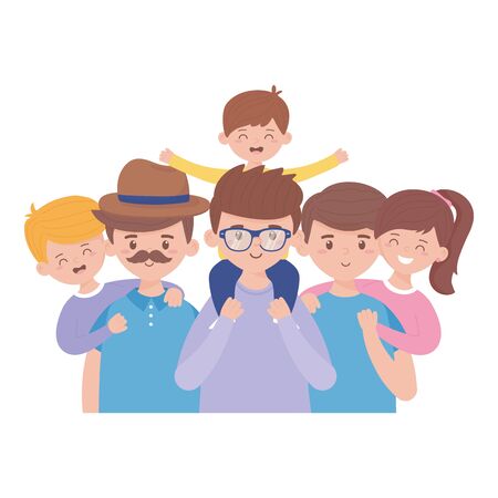 Fathers sons and daughter design, Family relationship and generation theme Vector illustrationのイラスト素材