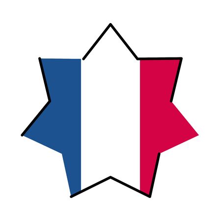 france star line and fill style icon design, Bastille day and french theme Vector illustrationのイラスト素材