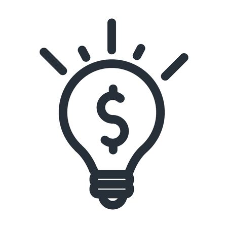 dollar inside light bulb line style icon of money financial banking commerce and market theme Vector illustrationのイラスト素材