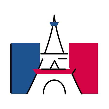 France eiffel tower line and fill style icon vector designのイラスト素材
