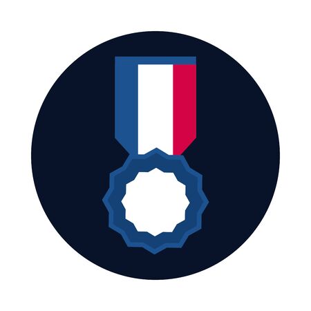 france medal block and flat style icon design, Bastille day and french theme Vector illustrationのイラスト素材