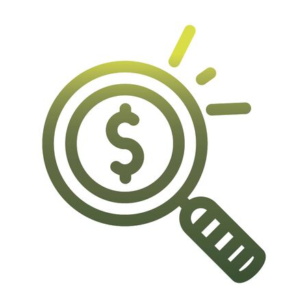 dollar inside loupe gradient style icon vector designのイラスト素材